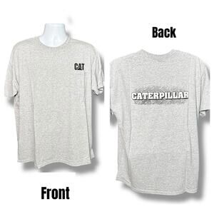 Gildan Caterpillar CAT Gray SS Pocket T-shirt Back Diamond Plate Graphic XL